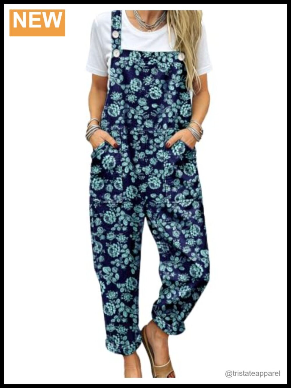 100% Cotton Floral Bib Overalls Baggy Adjustable Strap Jumpsuit Romper